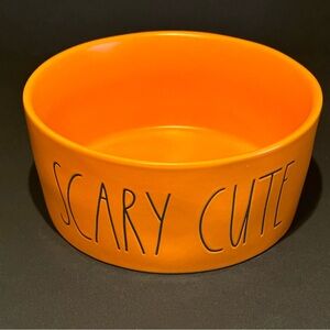 Rae Dunn SCARY CUTE 8” Dog Bowl Matt Orange NWOT Halloween